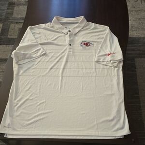 Nike Men's White Polo Shirt with Red Logo